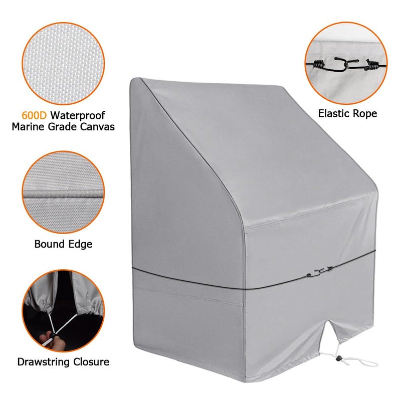 iCOVER Waterproof Boat Center Console Cover Heavy Duty 600D Canvas for Carolina Skiff, Boston Whaler, Mako, Excel Bay Pro,Wellcraft and Other Brands, 44" H X 30" L X 40" W - Image 2